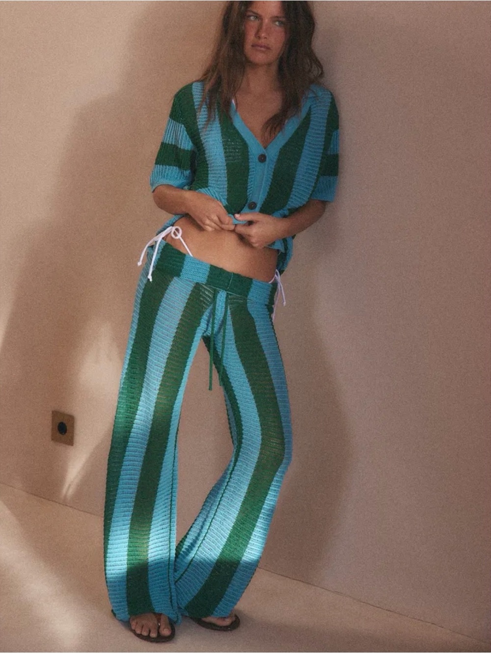 NWT Zara Striped Polo and Pants Knit Set